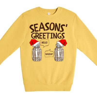 Funny Christmas Pun Gift Seasons Greetings Gift Premium Crewneck Sweatshirt