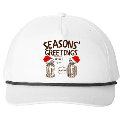 Funny Christmas Pun Gift Seasons Greetings Gift Snapback Five-Panel Rope Hat