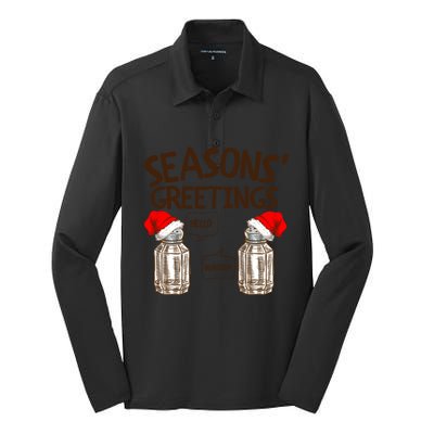 Funny Christmas Pun Gift Seasons Greetings Gift Silk Touch Performance Long Sleeve Polo