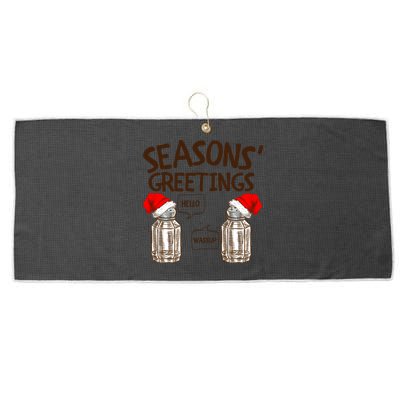 Funny Christmas Pun Gift Seasons Greetings Gift Large Microfiber Waffle Golf Towel