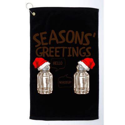 Funny Christmas Pun Gift Seasons Greetings Gift Platinum Collection Golf Towel