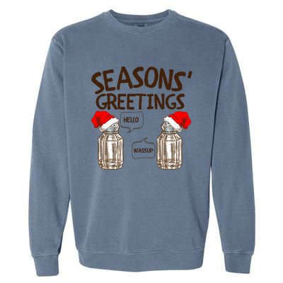 Funny Christmas Pun Gift Seasons Greetings Gift Garment-Dyed Sweatshirt