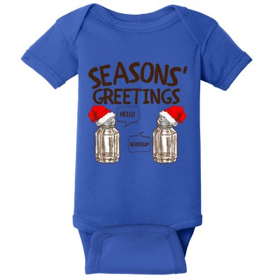 Funny Christmas Pun Gift Seasons Greetings Gift Baby Bodysuit