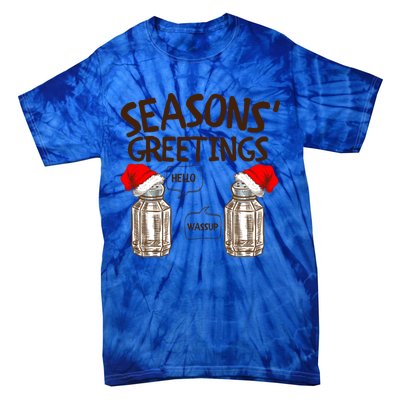 Funny Christmas Pun Gift Seasons Greetings Gift Tie-Dye T-Shirt