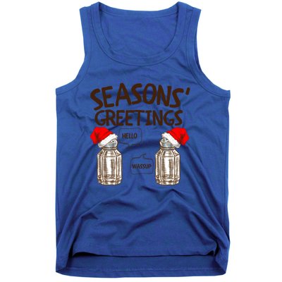 Funny Christmas Pun Gift Seasons Greetings Gift Tank Top