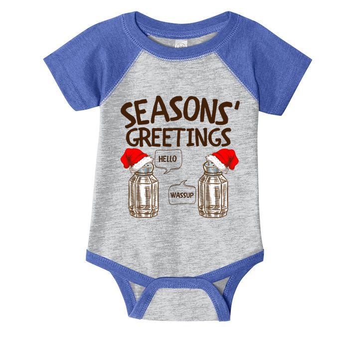 Funny Christmas Pun Gift Seasons Greetings Gift Infant Baby Jersey Bodysuit