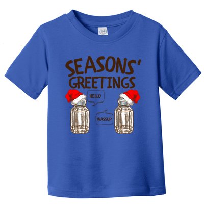 Funny Christmas Pun Gift Seasons Greetings Gift Toddler T-Shirt