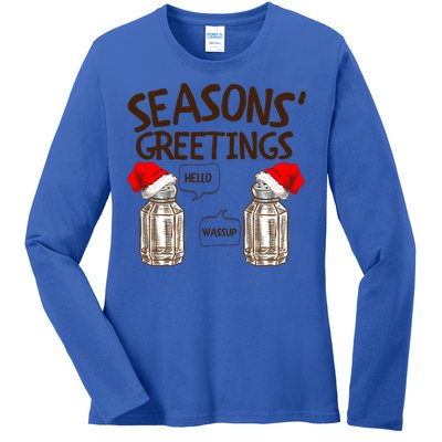 Funny Christmas Pun Gift Seasons Greetings Gift Ladies Long Sleeve Shirt