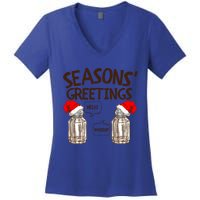 Funny Christmas Pun Gift Seasons Greetings Gift Women's V-Neck T-Shirt