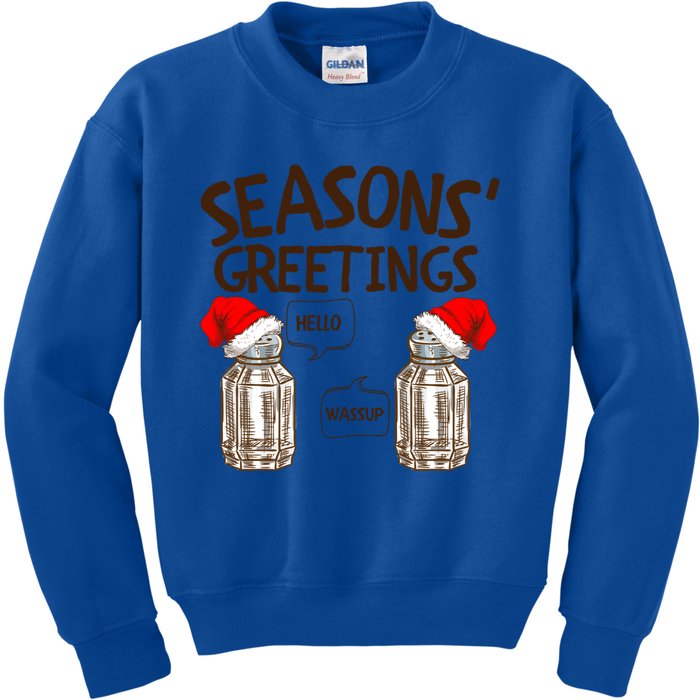 Funny Christmas Pun Gift Seasons Greetings Gift Kids Sweatshirt