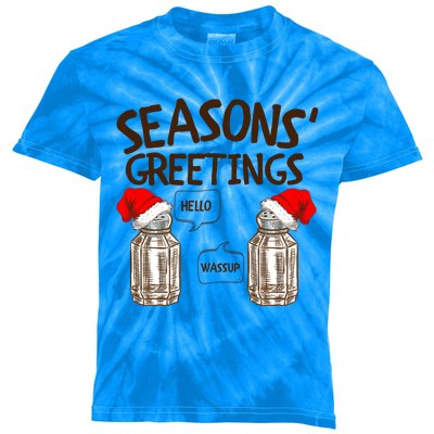 Funny Christmas Pun Gift Seasons Greetings Gift Kids Tie-Dye T-Shirt