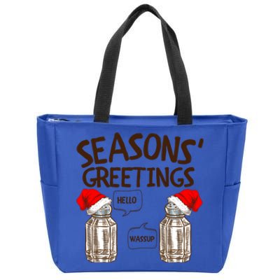 Funny Christmas Pun Gift Seasons Greetings Gift Zip Tote Bag