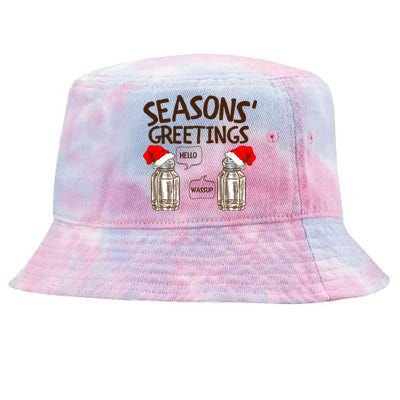 Funny Christmas Pun Gift Seasons Greetings Gift Tie-Dyed Bucket Hat