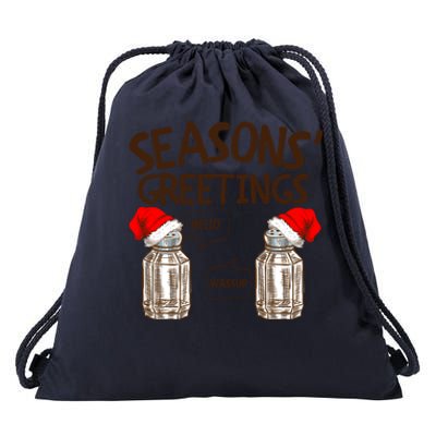 Funny Christmas Pun Gift Seasons Greetings Gift Drawstring Bag