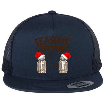 Funny Christmas Pun Gift Seasons Greetings Gift Flat Bill Trucker Hat