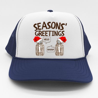 Funny Christmas Pun Gift Seasons Greetings Gift Trucker Hat