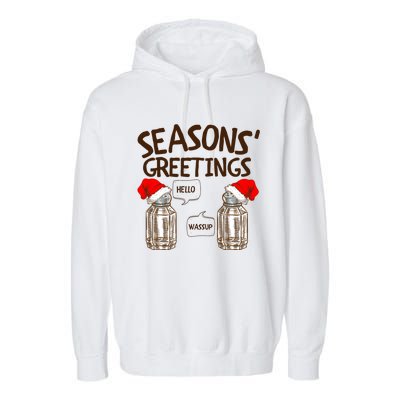 Funny Christmas Pun Gift Seasons Greetings Gift Garment-Dyed Fleece Hoodie