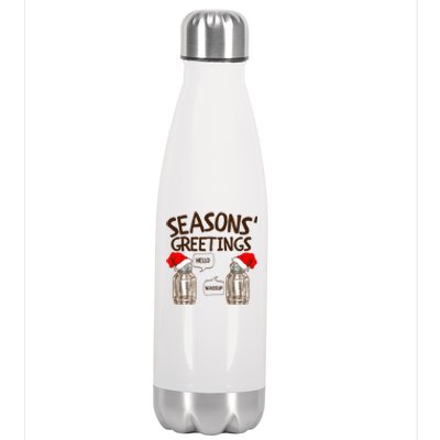 Funny Christmas Pun Gift Seasons Greetings Gift Stainless Steel Insulated Water Bottle