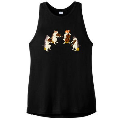 Fun Cats Playing Violin Cello Gift Music Cat Lover Ladies PosiCharge Tri-Blend Wicking Tank