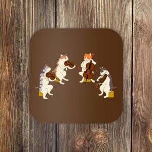 Fun Cats Playing Violin Cello Gift Music Cat Lover Coaster