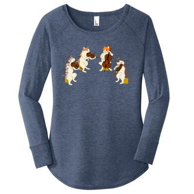 Fun Cats Playing Violin Cello Gift Music Cat Lover Women's Perfect Tri Tunic Long Sleeve Shirt