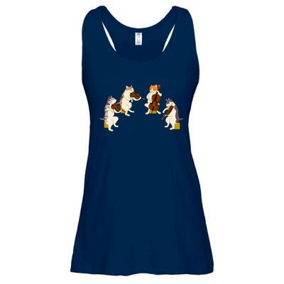 Fun Cats Playing Violin Cello Gift Music Cat Lover Ladies Essential Flowy Tank