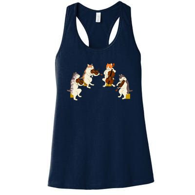 Fun Cats Playing Violin Cello Gift Music Cat Lover Women's Racerback Tank