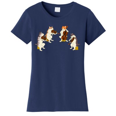 Fun Cats Playing Violin Cello Gift Music Cat Lover Women's T-Shirt