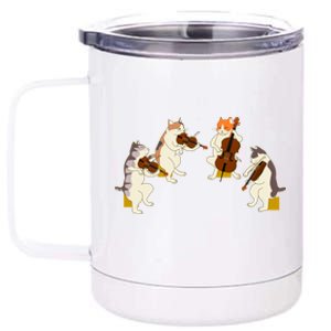 Fun Cats Playing Violin Cello Gift Music Cat Lover 12 oz Stainless Steel Tumbler Cup