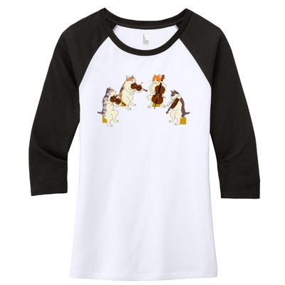 Fun Cats Playing Violin Cello Gift Music Cat Lover Women's Tri-Blend 3/4-Sleeve Raglan Shirt