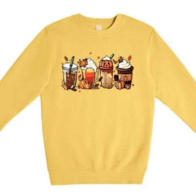 Fall Coffee Pumpkin Coffee Latte Halloween Premium Crewneck Sweatshirt