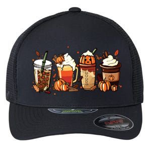 Fall Coffee Pumpkin Coffee Latte Halloween Flexfit Unipanel Trucker Cap