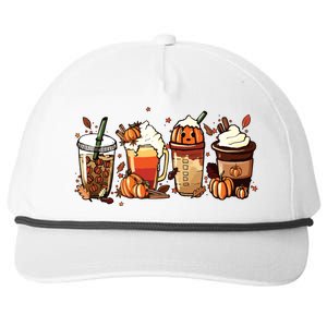 Fall Coffee Pumpkin Coffee Latte Halloween Snapback Five-Panel Rope Hat