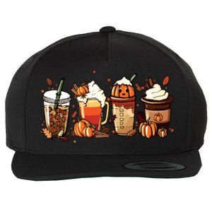 Fall Coffee Pumpkin Coffee Latte Halloween Wool Snapback Cap