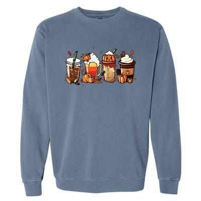 Fall Coffee Pumpkin Coffee Latte Halloween Garment-Dyed Sweatshirt