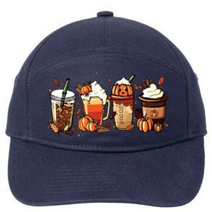 Fall Coffee Pumpkin Coffee Latte Halloween 7-Panel Snapback Hat