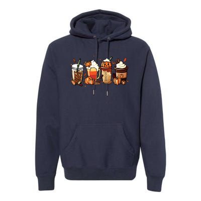 Fall Coffee Pumpkin Coffee Latte Halloween Premium Hoodie