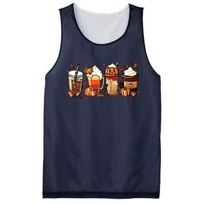 Fall Coffee Pumpkin Coffee Latte Halloween Mesh Reversible Basketball Jersey Tank