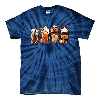 Fall Coffee Pumpkin Coffee Latte Halloween Tie-Dye T-Shirt