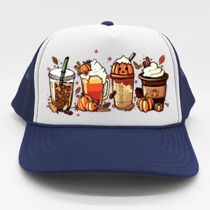 Fall Coffee Pumpkin Coffee Latte Halloween Trucker Hat