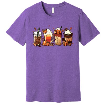 Fall Coffee Pumpkin Coffee Latte Halloween Premium T-Shirt