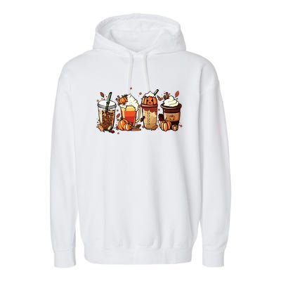 Fall Coffee Pumpkin Coffee Latte Halloween Garment-Dyed Fleece Hoodie