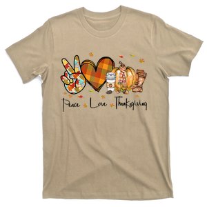 Funny Cute Peace Love Thanksgiving Autumn Season Pumpkin Coffee Lover T-Shirt