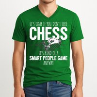 Funny Chess Player Chess Pieces I Smart People Game V-Neck T-Shirt
