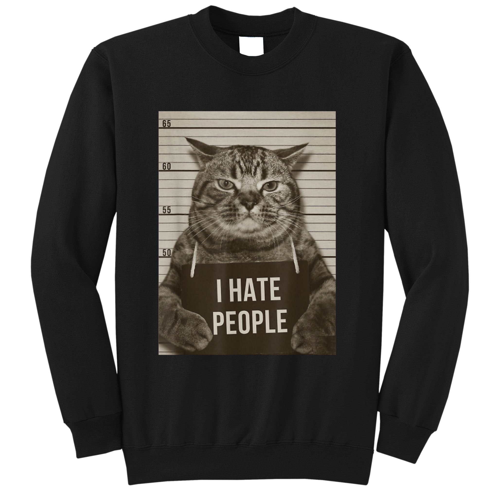 Funny Cat Police Mugshot I Hate People Sweatshirt