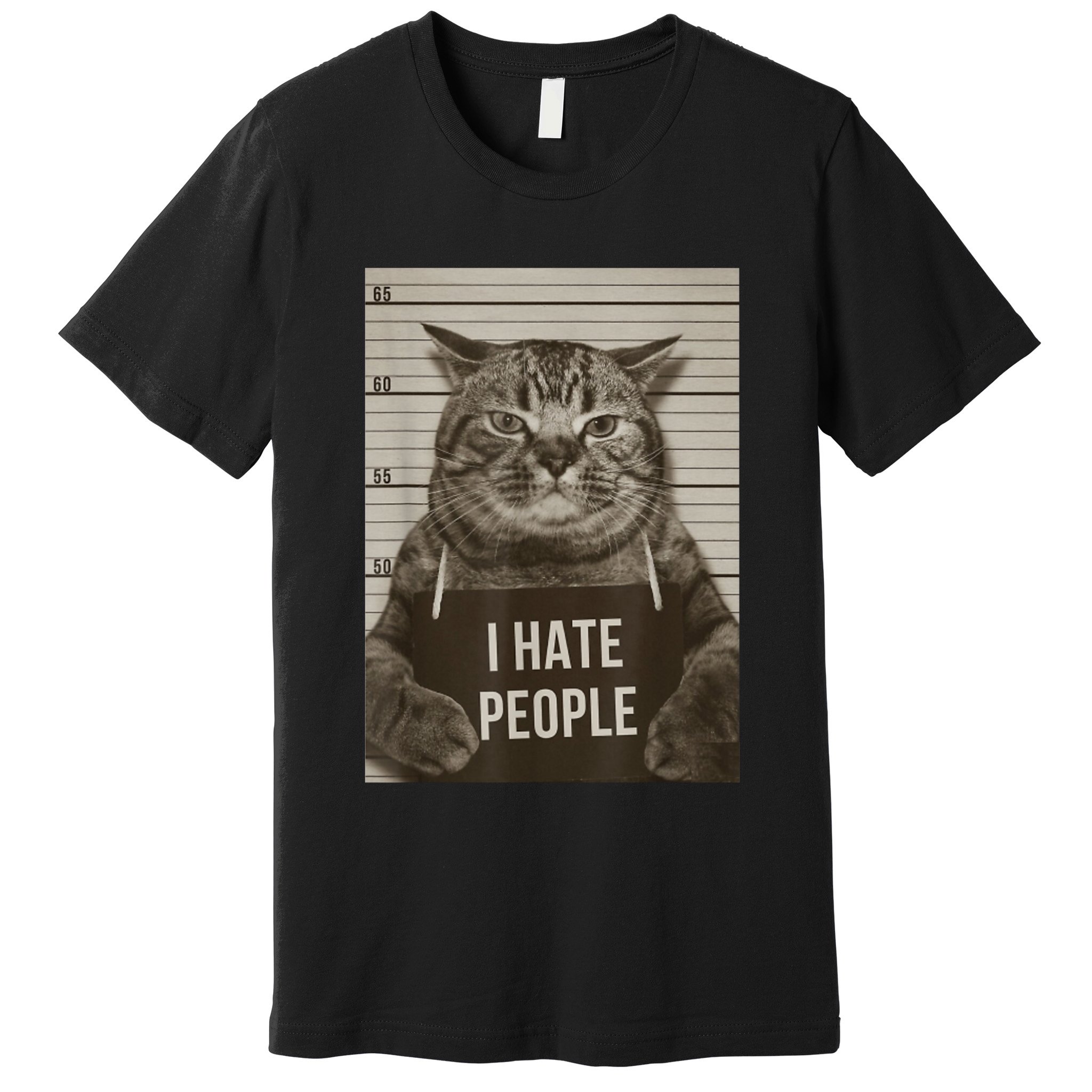 Funny Cat Police Mugshot I Hate People Premium T-Shirt