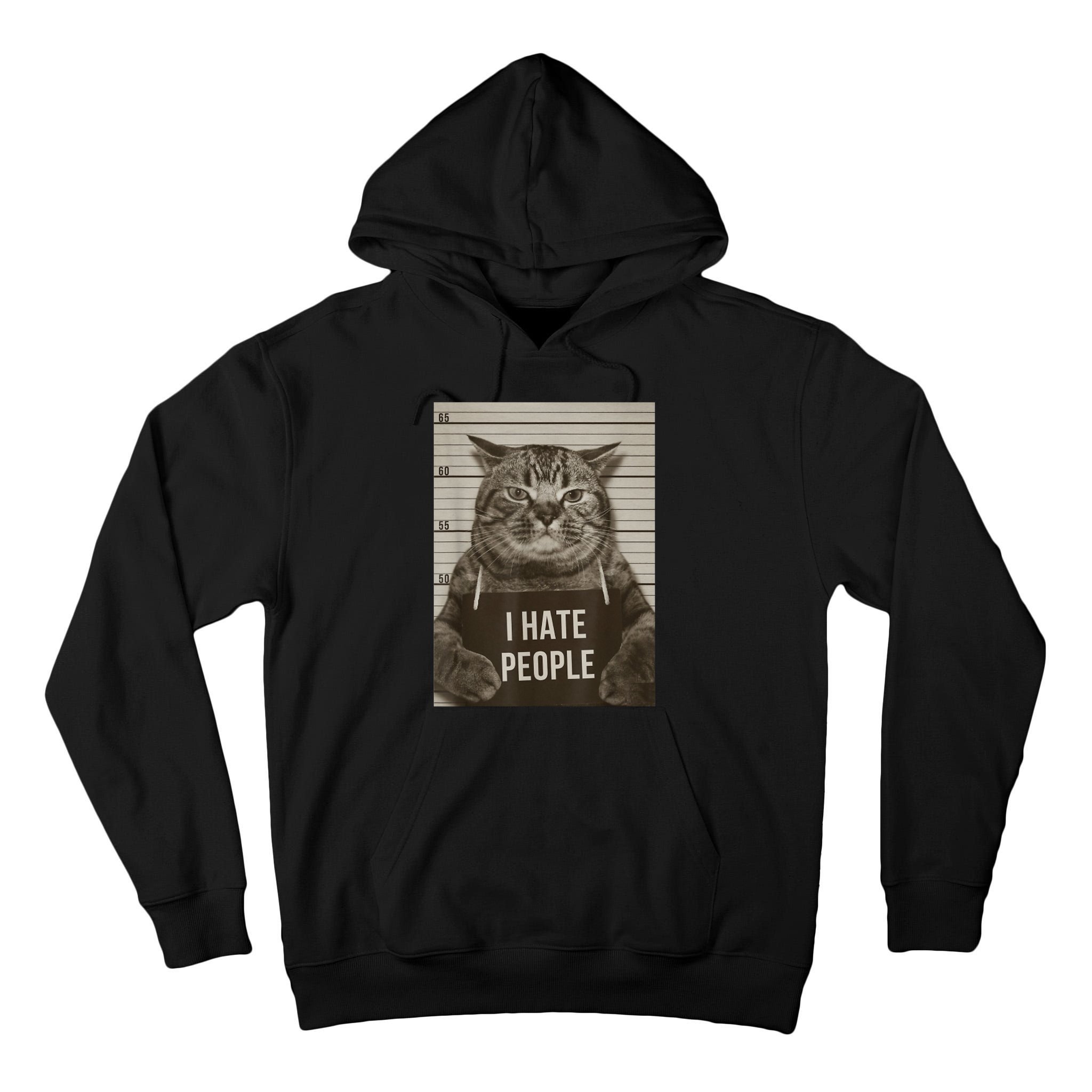 Funny Cat Police Mugshot I Hate People Tall Hoodie