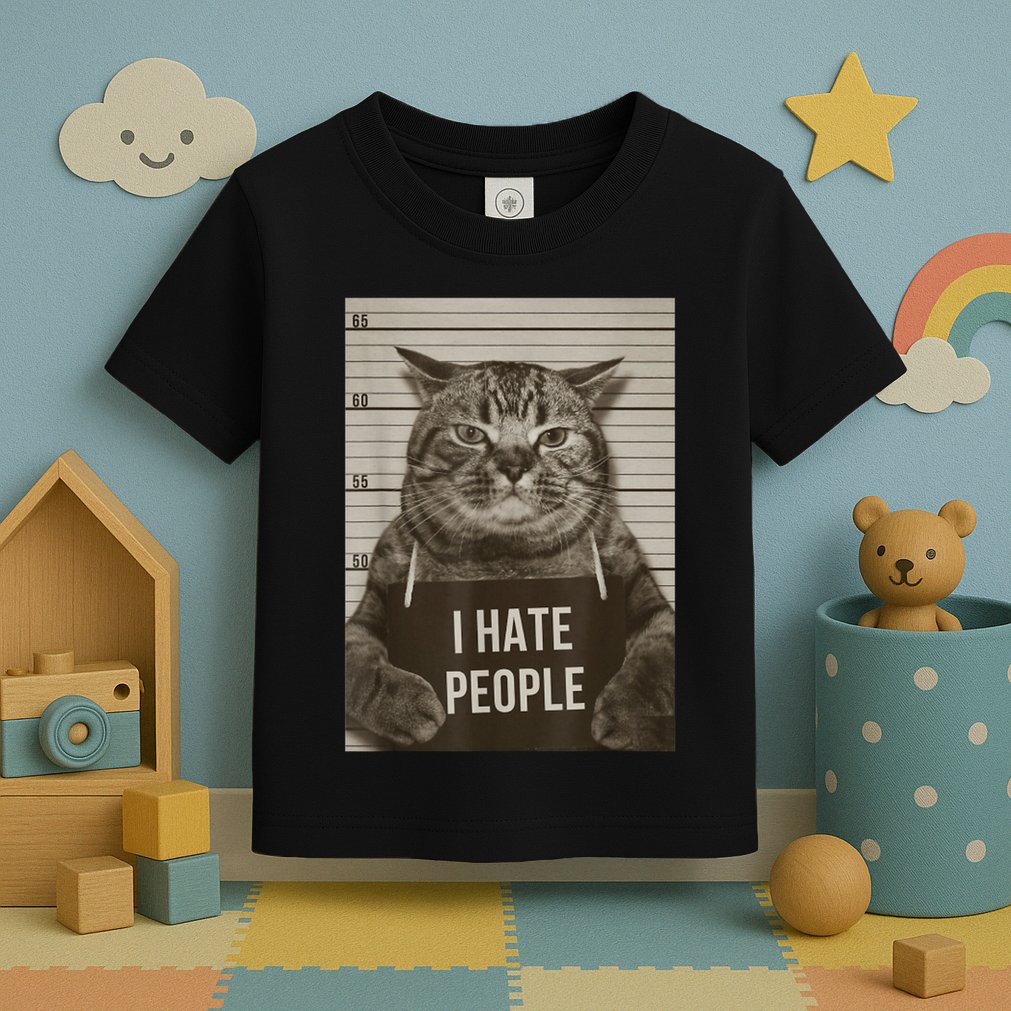 Funny Cat Police Mugshot I Hate People Toddler T-Shirt