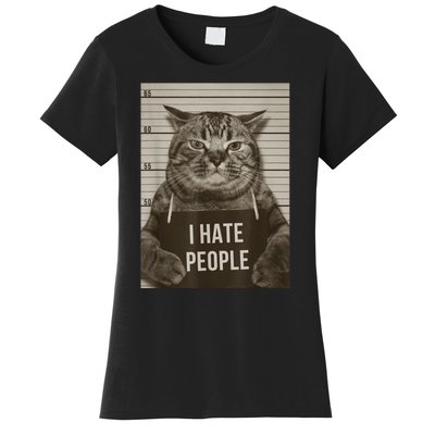 Funny Cat Police Mugshot I Hate People Women's T-Shirt