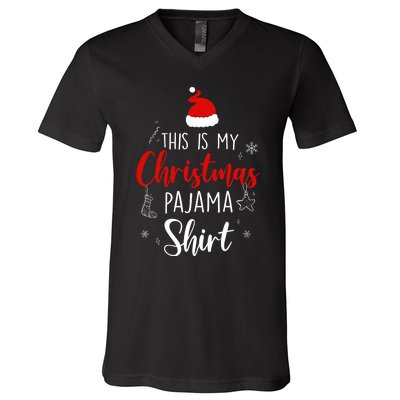 Funny Christmas Pj Pajama Pjs For Family V-Neck T-Shirt